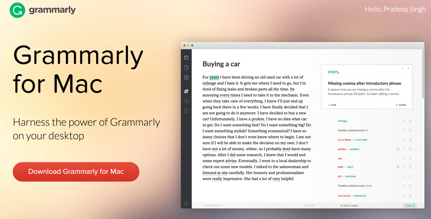 grammarly download for microsoft word
